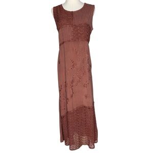 Vintage 90s Red Boho Whimsigoth Maxi Dress Patchwork Floral Grunge Emo